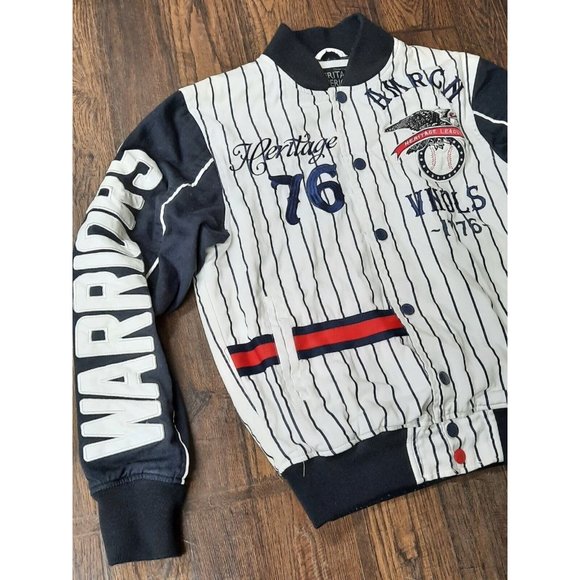The Heritage by America Warriors Baseball 1776 Denim Jacket/Jersey Size M. Nice - Picture 3 of 13